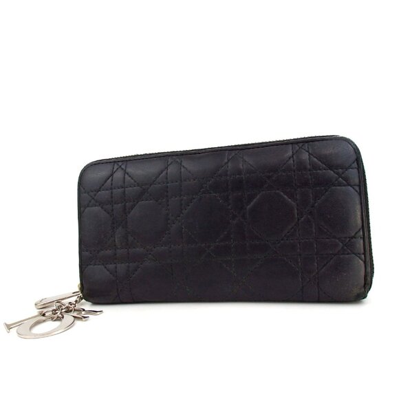 Authentic Christian Dior 25MA 1123 Lady Dior Cannage Stitch Zip Around purse - Picture 1 of 16